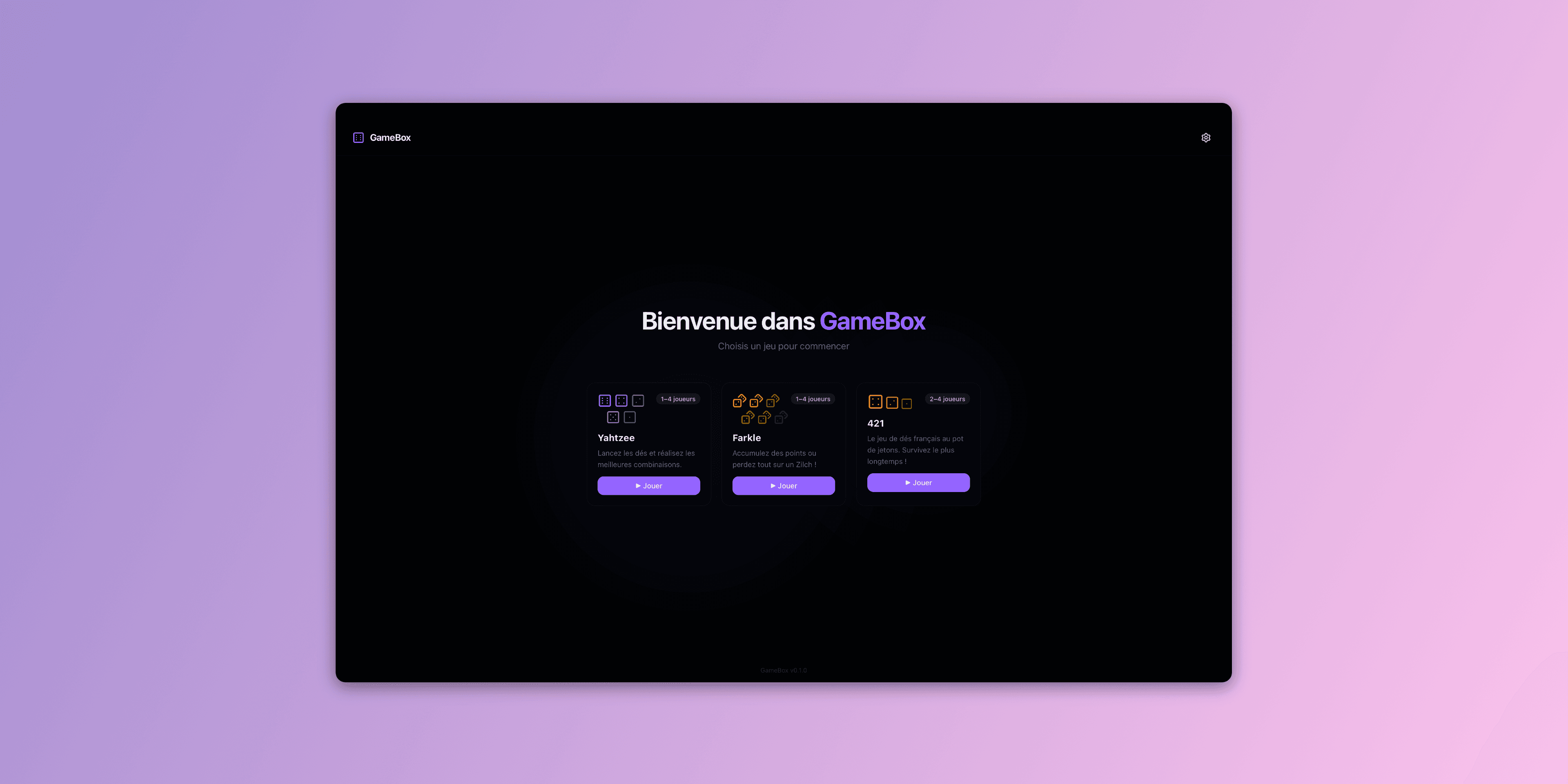gamebox app in-app view lobby